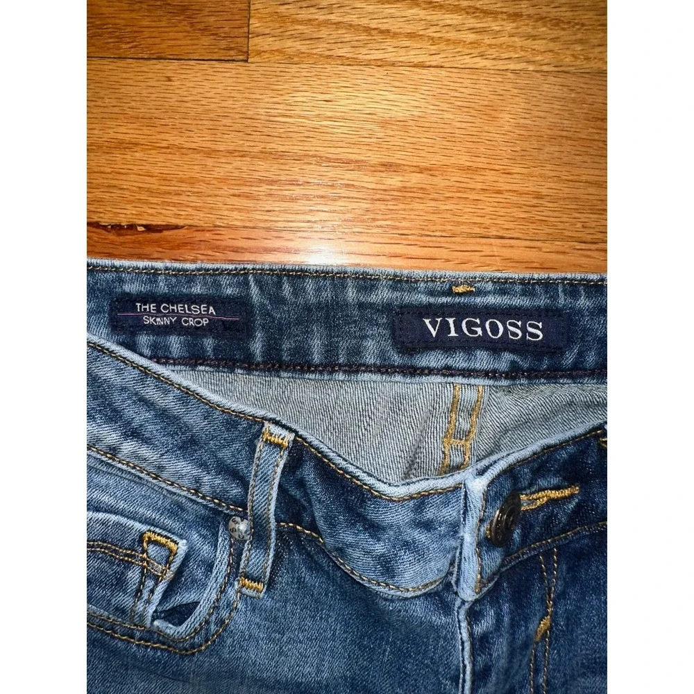 Vigoss Jeans Womens Size 25x25 Skinny Crop  Distressed‎ Blue Denim Medium Wash